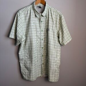 The North Face Men's XL Green Plaid Button Up Performance Shirt Hiking‎ Fishing